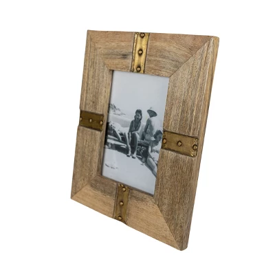 5X7 Inch Brass Metal Strap Picture Frame With Wood, MDF & Glass By Foreside Home & Garden 7 5X7 Inch Brass Metal Strap Picture Frame With Wood, MDF & Glass By Foreside Home & Garden - Image 5