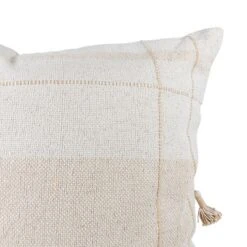 Tan Cross Striped 24X24 Hand Woven Filled Pillow - Foreside Home & Garden -Eco Haven Store GUEST 00b6e0ce 5aad 48d4 8ad7 d01601f1cb07
