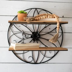 Black Metal & Wood Wall Shelf - Foreside Home & Garden -Eco Haven Store GUEST 00c11fd6 d1c0 46b6 ad94 b13354b1eebc