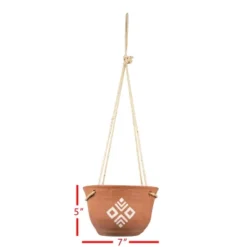 White Geo Accent Terracotta & Jute Hanging Planter - Foreside Home & Garden -Eco Haven Store GUEST 0405a8dc 4bad 45f2 9158 4732baae4f76