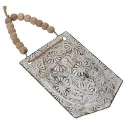 Rustic Antique White Metal Hanging Wall Storage Pocket - Foreside Home & Garden