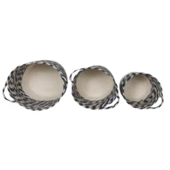 Set Of 3 White & Blue Baskets Cotton & Rope - Foreside Home & Garden -Eco Haven Store GUEST 06ed4f96 e522 4897 813f c467124dc358