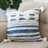 Blue And White Hand Woven 20 X 20 Inch Decorative Cotton Throw Pillow Cover With Insert And Hand Tied Braiding, Pom-Poms And Tassels - Foreside Home & 1 Blue And White Hand Woven 20 X 20 Inch Decorative Cotton Throw Pillow Cover With Insert And Hand Tied Braiding, Pom-Poms And Tassels - Foreside Home & -Eco Haven Store GUEST 09428cbc fbec 436d 90e3 6ecdb07198ed