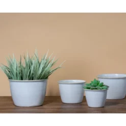 Set Of 4 Antique White Round Enamel Metal Planters - Foreside Home & Garden 8 Set Of 4 Antique White Round Enamel Metal Planters - Foreside Home & Garden -Eco Haven Store GUEST 09796f01 a531 4310 9f28 b51fe76c23c7