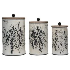 Set Of 3 Cream And Gray Floral Metal Decorative Storage Canisters - Foreside Home & Garden 16 Set Of 3 Cream And Gray Floral Metal Decorative Storage Canisters - Foreside Home & Garden -Eco Haven Store GUEST 0a6e4f62 ee76 4468 8366 51b5e95f5be3