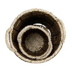 Set Of 2 Wrapped Rim Baskets Banana Leaf, Corn Husk & Metal - Foreside Home & Garden -Eco Haven Store GUEST 0b6bd0c8 c6c7 4881 a736 4569455bcb03