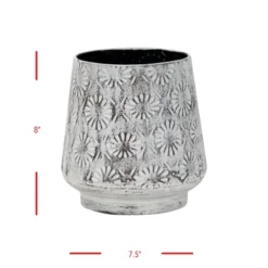 Antique White Embossed Floral Pattern Metal Planter - Foreside Home & Garden -Eco Haven Store GUEST 0e7bde4c 0268 41b7 b8b4 b12b96104315