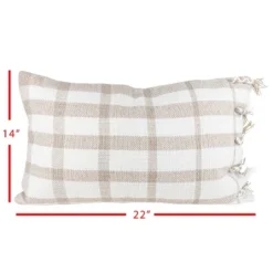 Taupe Plaid 14X22 Hand Woven Filled Outdoor Pillow - Foreside Home & Garden -Eco Haven Store GUEST 0eac585e 71db 4b94 9d42 de8c89cd9d13