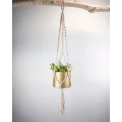 Macrame Hanging Planter With Gold Metal Planter Pot - Foreside Home & Garden -Eco Haven Store GUEST 0f1693d9 f4a2 4a90 a80d 36bf62ad31a5