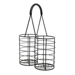 Black Metal Wine Bottle Caddy - Foreside Home & Garden