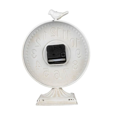 Bird Tabletop Clock White Metal - Foreside Home & Garden 6 Bird Tabletop Clock White Metal - Foreside Home & Garden - Image 4