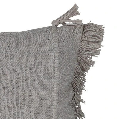 Gray Textured With Fringe 14X22 Hand Woven Filled Pillow - Foreside Home & Garden 4 Gray Textured With Fringe 14X22 Hand Woven Filled Pillow - Foreside Home & Garden - Image 2
