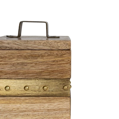 Trinket Box With Lid Wood & Brass Metal Handle By Foreside Home & Garden 5 Trinket Box With Lid Wood & Brass Metal Handle By Foreside Home & Garden - Image 3