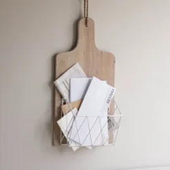 White Metal, Wood & Jute Wall Basket - Foreside Home & Garden -Eco Haven Store GUEST 14f33582 c150 4a75 bc48 767413e59cc0