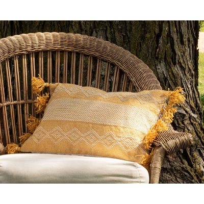 Diamond Pattern Hand Woven 14x22" Outdoor Decorative Throw Pillow With Hand Tied Tassels - Foreside Home & Garden 5 Diamond Pattern Hand Woven 14x22" Outdoor Decorative Throw Pillow With Hand Tied Tassels - Foreside Home & Garden - Image 3