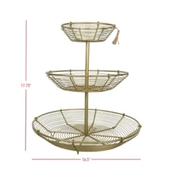 3-Tiered Basket Riser Brass Metal With Jute Tassel By Foreside Home & Garden -Eco Haven Store GUEST 1b481238 7ca9 4d51 9296 465a5db7387b