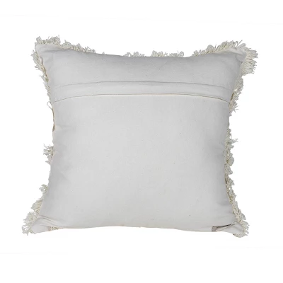 Tan Border Stripe 18X18 Hand Woven Filled Pillow - Foreside Home & Garden 5 Tan Border Stripe 18X18 Hand Woven Filled Pillow - Foreside Home & Garden - Image 3