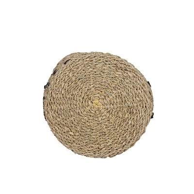 Black Basket Woven Seagrass & Rope By Foreside Home & Garden 4 Black Basket Woven Seagrass & Rope By Foreside Home & Garden - Image 2