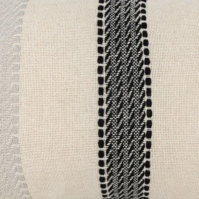 14X22 Inch Hand Woven Stripe Pillow Gray Cotton With Polyester Fill By Foreside Home & Garden 5 14X22 Inch Hand Woven Stripe Pillow Gray Cotton With Polyester Fill By Foreside Home & Garden - Image 3