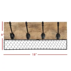 Chicken Wire Wood Decorative Wall Hook With 4 Metal Hooks - Foreside Home & Garden 13 Chicken Wire Wood Decorative Wall Hook With 4 Metal Hooks - Foreside Home & Garden -Eco Haven Store GUEST 1cb6e1a8 b545 4ad4 bd0e 8b6ad7af2093