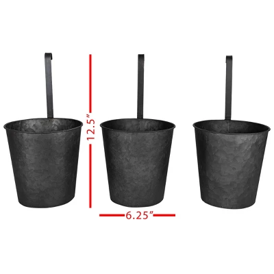 Set Of 3 Hanging Planters Black Metal - Foreside Home & Garden 7 Set Of 3 Hanging Planters Black Metal - Foreside Home & Garden - Image 5