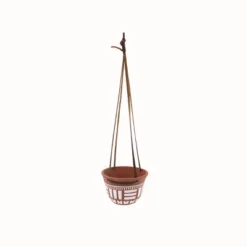 Natural Terracotta With Hand Painted Pattern And Faux Leather Straps Hanging Planter - Foreside Home & Garden -Eco Haven Store GUEST 1fb926fa 113b 4959 aa45 bdac48b45a5d