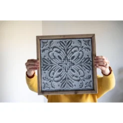 Whitewashed Tin Tile With Wood Frame Wall Decor - Foreside Home & Garden 15 Whitewashed Tin Tile With Wood Frame Wall Decor - Foreside Home & Garden -Eco Haven Store GUEST 209e9e58 7858 4504 9fb8 c132713e2bac