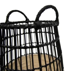 Natural Woven Black Rattan, Rope & Metal Basket - Foreside Home & Garden 12 Natural Woven Black Rattan, Rope & Metal Basket - Foreside Home & Garden -Eco Haven Store GUEST 20b0cb14 8b1a 48b1 88e5 d26c83a1058e