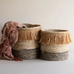 Set Of 2 Natural Woven Natural Corn Husk & Faux Raffia Basket - Foreside Home & Garden 17 Set Of 2 Natural Woven Natural Corn Husk & Faux Raffia Basket - Foreside Home & Garden -Eco Haven Store GUEST 20d85eb0 425b 4854 9ec6 a0110763c428
