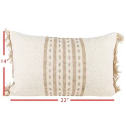 Tan Middle Striped 14X22 Hand Woven Filled Pillow - Foreside Home & Garden -Eco Haven Store GUEST 225ebf6a c921 4bcb 8a0f 45d4e19b83cc
