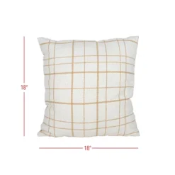 18X18 Inch Hand Woven Modern Plaid Pillow Tan Cotton With Polyester Fill - Foreside Home & Garden -Eco Haven Store GUEST 22e43dbd 4564 4672 9b7f 327bd7141ae9
