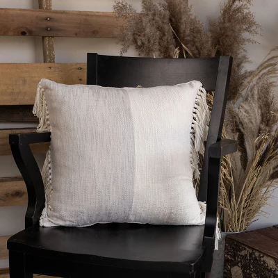 18X18 Inch Hand Woven Color Block Pillow Gray Cotton With Polyester Fill By Foreside Home & Garden 3 18X18 Inch Hand Woven Color Block Pillow Gray Cotton With Polyester Fill By Foreside Home & Garden