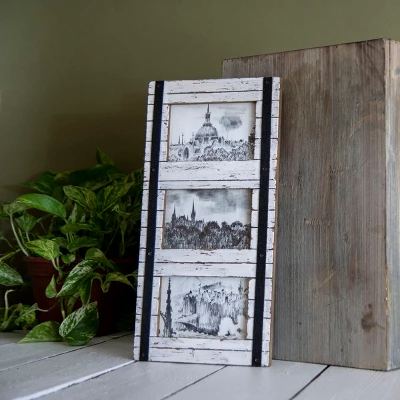 Triple 4 X 6 Inch Decorative Distressed White Wood Picture Frame With Metal Accents - Foreside Home & Garden 9 Triple 4 X 6 Inch Decorative Distressed White Wood Picture Frame With Metal Accents - Foreside Home & Garden - Image 7