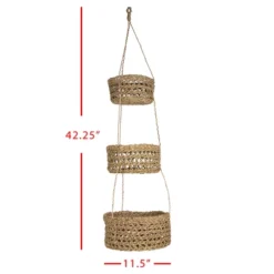 Natural Seagrass 3 Tiered Hanging Basket - Foreside Home & Garden -Eco Haven Store GUEST 288ef92f 1194 43d4 b9df 28eb4b8d77a9