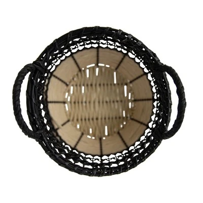 Natural Woven Black Rattan, Rope & Metal Basket - Foreside Home & Garden 6 Natural Woven Black Rattan, Rope & Metal Basket - Foreside Home & Garden - Image 4