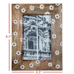White Flower Pattern 4x6 Inch Wood Decorative Picture Frame - Foreside Home & Garden -Eco Haven Store GUEST 28cda2f3 d230 42ce b732 8901e8447f74