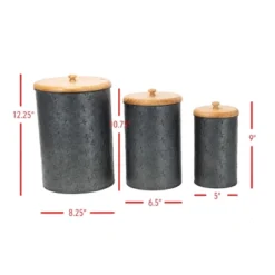 Set Of 3 Black Embossed Galvanized Metal Decorative Storage Canisters - Foreside Home & Garden -Eco Haven Store GUEST 298c21c1 7412 4915 adc1 1b9897929621