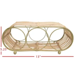 Wrapped Brass Metal & Rattan Wine Bottle Holder - Foreside Home & Garden -Eco Haven Store GUEST 299e1527 4974 42bb bac3 338c5b20b630