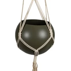 Round Hanging Pot Green Metal & Rope - Foreside Home & Garden -Eco Haven Store GUEST 29a7f6da e447 484a 9d04 dcd32c63599d