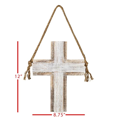 White-washed Cross Hanging Accent Wood & Rope - Foreside Home & Garden 7 White-washed Cross Hanging Accent Wood & Rope - Foreside Home & Garden - Image 5