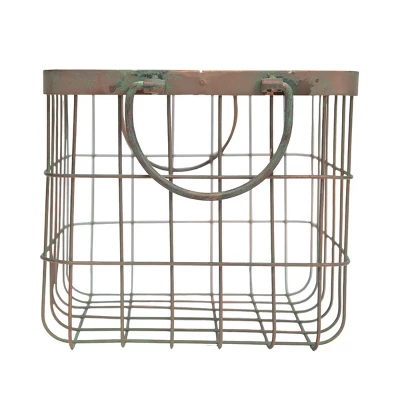 Patina Metal Basket - Foreside Home & Garden 4 Patina Metal Basket - Foreside Home & Garden - Image 2