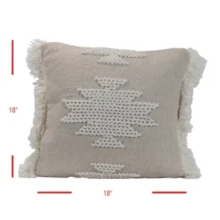 Braided Geometric Pattern Hand Woven 18x18" Decorative Cotton Throw Pillow With Hand Tied Fringe - Foreside Home & Garden -Eco Haven Store GUEST 2b9fd097 4e20 4575 b57e 56d06032bc89
