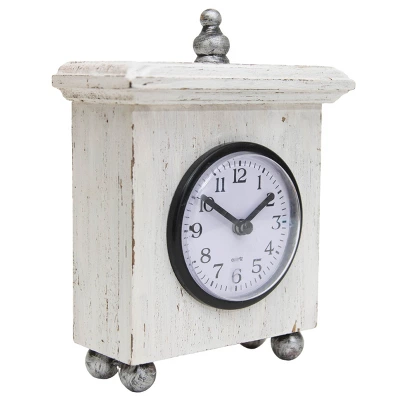 Square White Wood & Plexiglass Tabletop Clock - Foreside Home & Garden 4 Square White Wood & Plexiglass Tabletop Clock - Foreside Home & Garden - Image 2