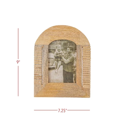 4x6 Inch Arched Picture Frame Mango Wood, MDF, Rattan, Metal & Glass By Foreside Home & Garden 9 4x6 Inch Arched Picture Frame Mango Wood, MDF, Rattan, Metal & Glass By Foreside Home & Garden - Image 7