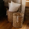 Set Of 2 Hand Woven With Tassel Baskets Water Hyacinth, Metal & Cotton Rope By Foreside Home & Garden