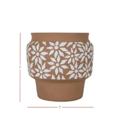 White Floral Terracotta Planter By Foreside Home & Garden 11 White Floral Terracotta Planter By Foreside Home & Garden -Eco Haven Store GUEST 2ecab153 af84 4461 b6c0 c835a65d3396
