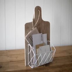 White Metal, Wood & Jute Wall Basket - Foreside Home & Garden -Eco Haven Store GUEST 303b4589 3e4c 4982 96d1 f7fcfa2391b9
