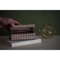 Handcarved Plaid 6x4" Lidded Decorative Wood Storage Box - Foreside Home & Garden -Eco Haven Store GUEST 3137dcfd 894e 442c bcc6 87814a2c2230