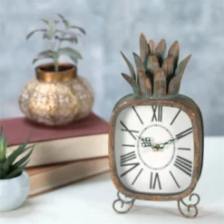 Copper Patina Rustic Pineapple Metal Battery Operated Table Clock - Foreside Home & Garden -Eco Haven Store GUEST 3194ebe8 ca1f 4374 afe3 f320d66cab32