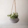 Wide Textured Hanging Planter Gray Metal & Rope - Foreside Home & Garden -Eco Haven Store GUEST 321cbf20 03fa 464c ae3a 4cc99bd9efcd